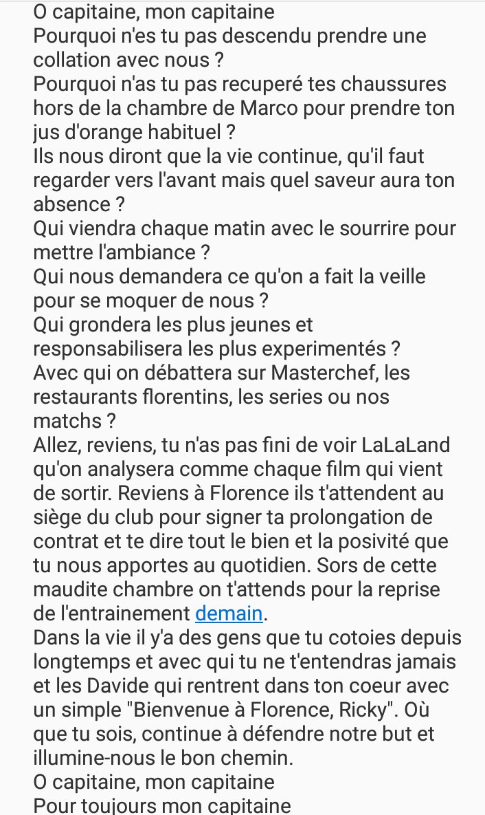 FrSerieA's tweet photo. La lettre de Saponara à Astori "Sors de cette maudite chambre, à Florence ils t'attendent pour signer ta prolongation de contrat" https://t.co/fzOi9ka3U7
