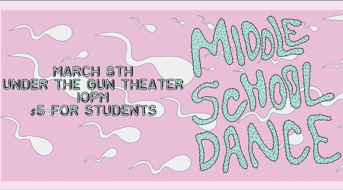 DePaulComedy's tweet photo. Middle School Dance got picked up for a 10 week run!! And the first show is this week!! Come ch-ch-ch-check it out!! 
Keep your eyes 👀 peeled for the list of performers. It’s a great mix, like a bowl of well-proportioned trail mix. https://t.co/nJz94x7g4I