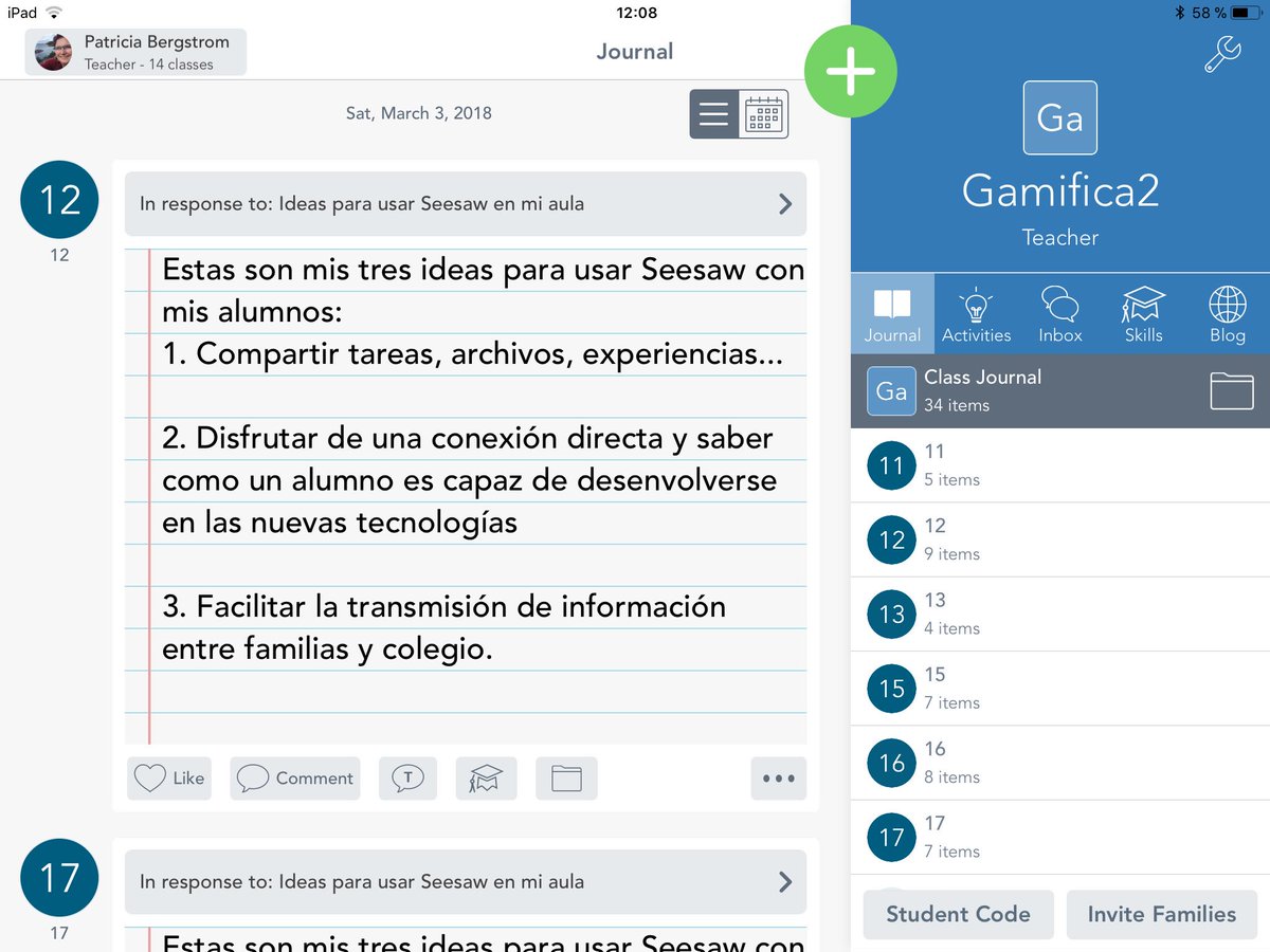 PBergstroem's tweet photo. Algunas ideas compartidas por los integrantes del taller sobre @Seesaw en la jornada de #Gamifica2 (mientras exploraban la función de actividades con plantillas editables) https://t.co/KCpbEO1UmU