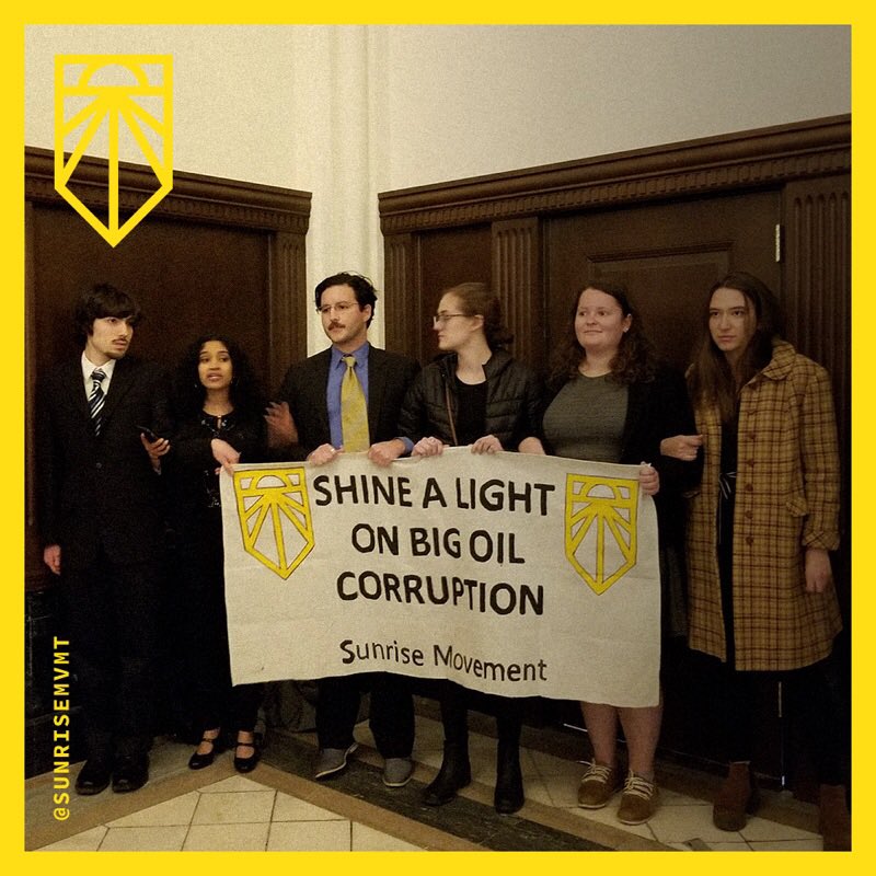 BREAKING: Millennials interrupt fracking lobbyist meeting at Trump International Hotel in DC. 

From the NRA to Big Oil - young Americans are rising up to reject corporate influence in political issues that impact us the most. #ShineALight #NoFossilFuelMoney