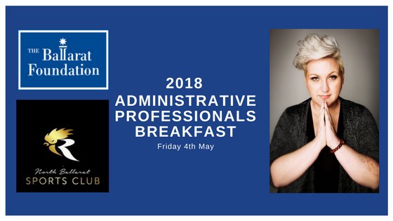 The annual Administrative Breakfast is happening on the 4 May. Guest speaker Meshel Laurie. Join us by getting tickets at... ballaratfoundation.org/2018/03/2018-a…