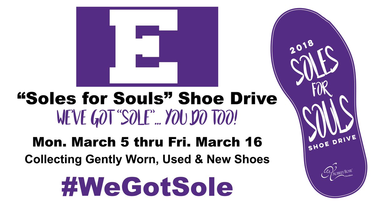 aubreyrose2000's tweet photo. Panthers, PUT YOUR BEST FOOT FORWARD! @ElderHighSchool Soles for Souls Shoe Drive kicks off TODAY for @aubreyrose2000! Collecting gently worn, used &amp; new shoes thru 3/16!
Details: https://t.co/gyjclVSvJs
Crew Leader: Bob Luebbering
Please share! #WeGotSole https://t.co/s9EVEOc9JA