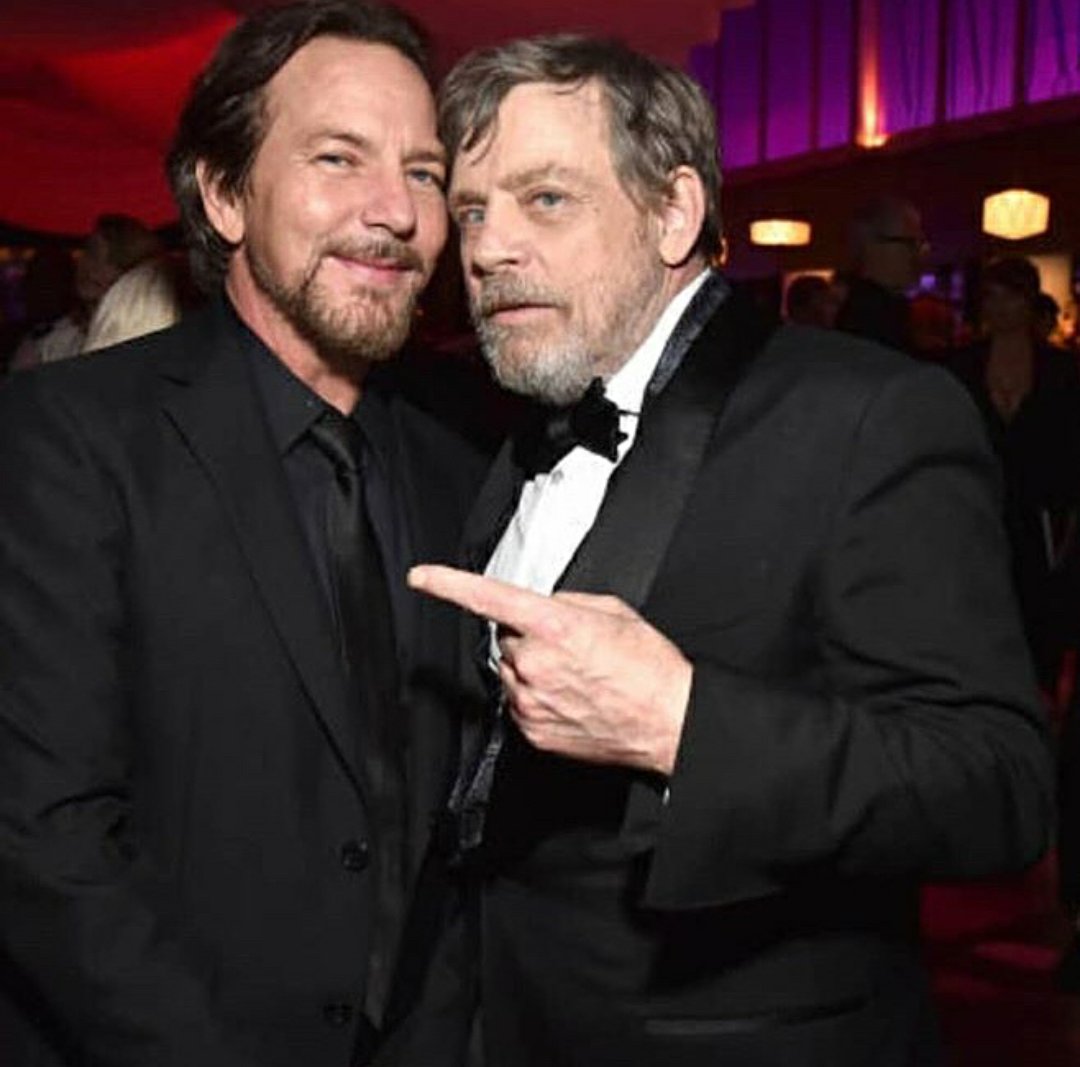 bodysurfcarioca's tweet photo. The Force is strong with this one. #TheOscars #PearlJam @HamillHimself @PearlJam https://t.co/yAIRMmBiUA