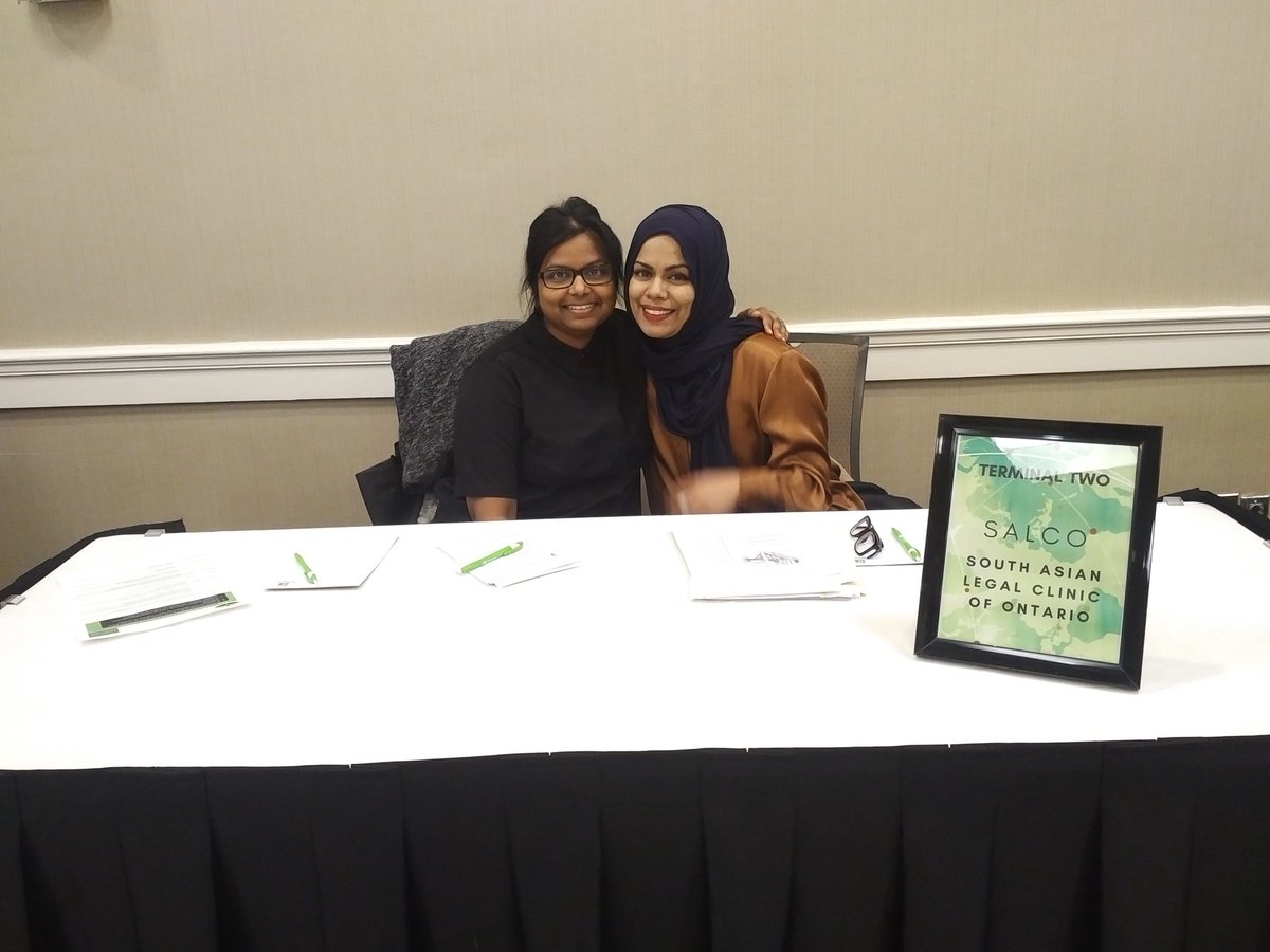 SALCOntario's tweet photo. SALCO staff Silmy and Seema at the VAW-CAS conference today to speak at the expert hub for enhancing strategies between sectors #EndVAWWeek2018 #SSXSS #EndVAWTO @WomanACT https://t.co/6BiX8c02OF
