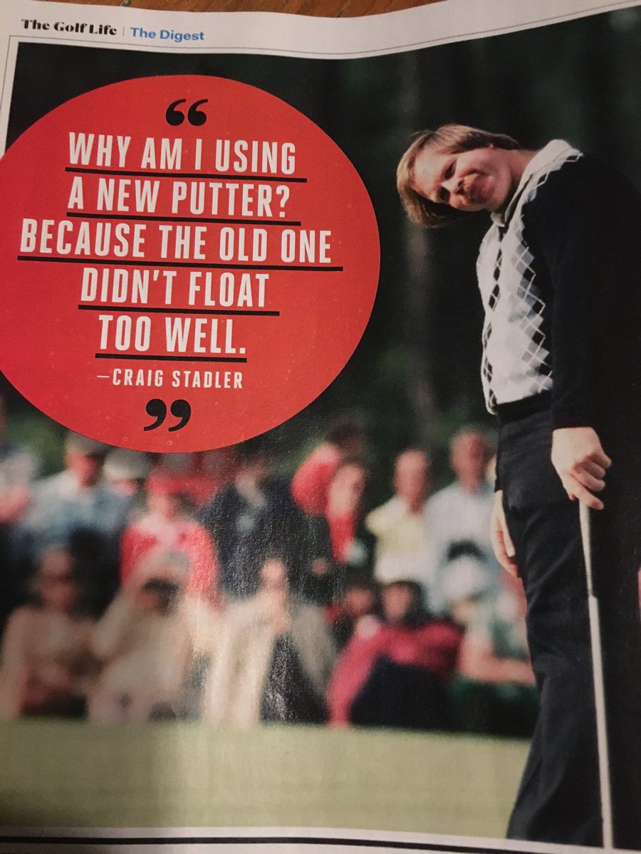 KenWoGC's tweet photo. The Masters is 1 month away. Let’s celebrate with this great quote from 1982 Green Jacket Champ @CraigStadler Well said Mr. Stadler #nofloat https://t.co/tRNFS3RE0G
