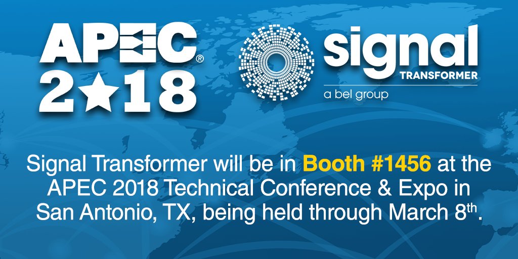 Sig_Transformer's tweet image. Signal Transformer will be in Booth #1456 at #APEC2018 in San Antonio, TX, today thru Wednesday. Our Design Engineers will discuss our products, capabilities &amp;amp; our latest NPI releases, including the new HCTI &amp;amp; EcoTran Series #BelFuse #SignalTransformer bit.ly/2tgbqaR