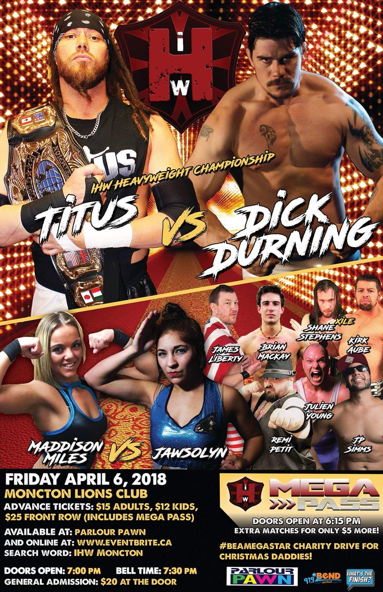 Dick vs Titus for the @WrestlingIhw championship for 18 months Titus has set the bar, on April 6th I bend that bar around his head