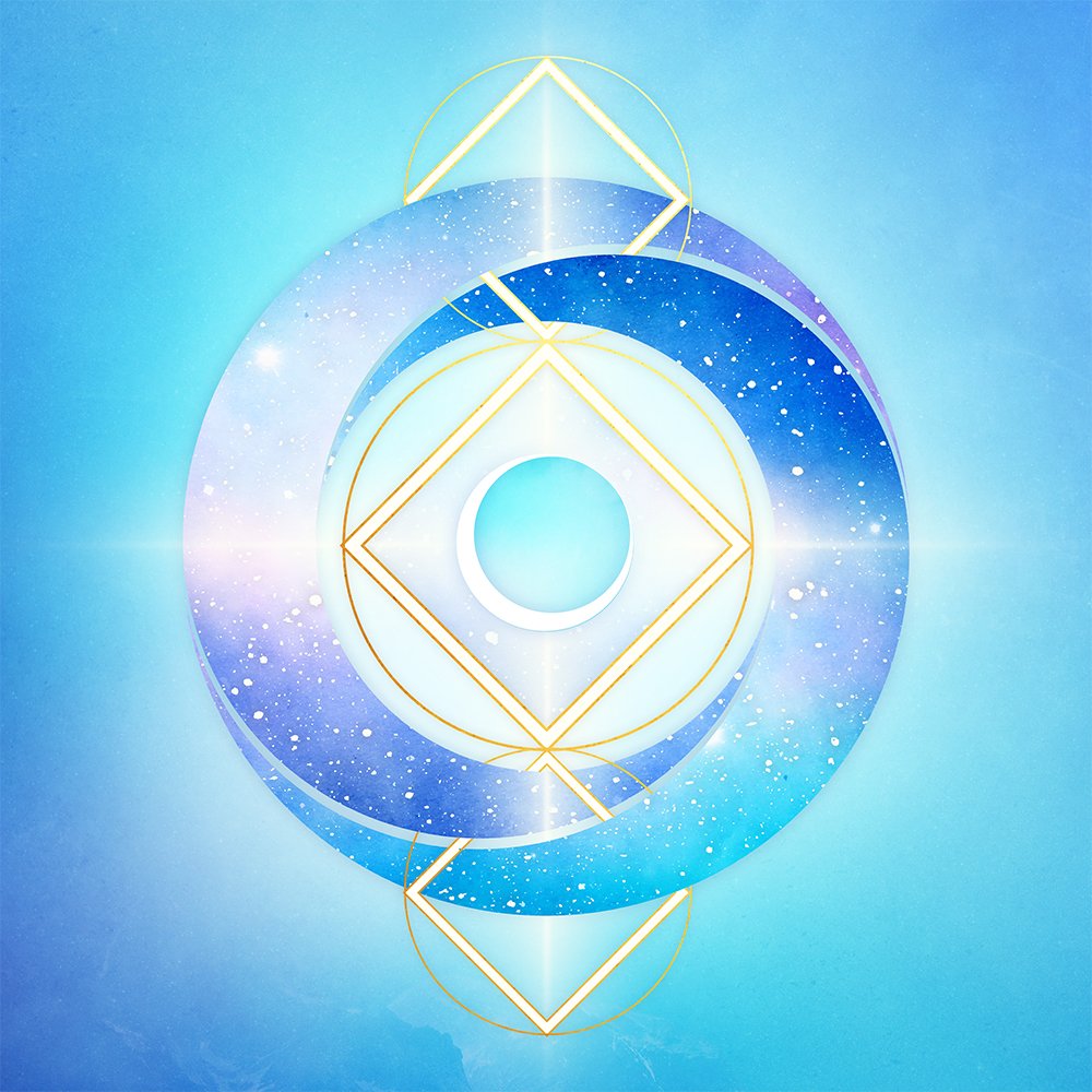 Sublime Mix. Another experimental geometric illustration with snow, twin curves, and a new winter moon ❄🌬🌙🌟