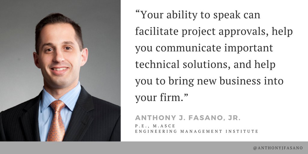 ASCETweets's tweet photo. How can you improve your speaking skills? In part two of his advice on how #civilengineers can become better #publicspeakers, career advice expert @AnthonyJFasano outlines 5 actions to help you improve your public speaking skills. https://t.co/vOJ7ESgF52 https://t.co/xkmqbguqO1
