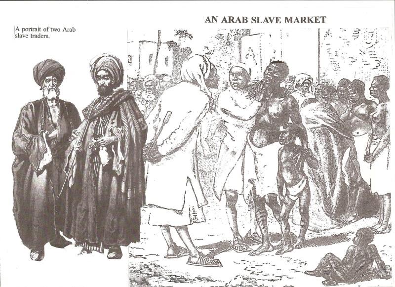 Traite des noirs: Illustration de deux marchands arabes et les esclaves noirs