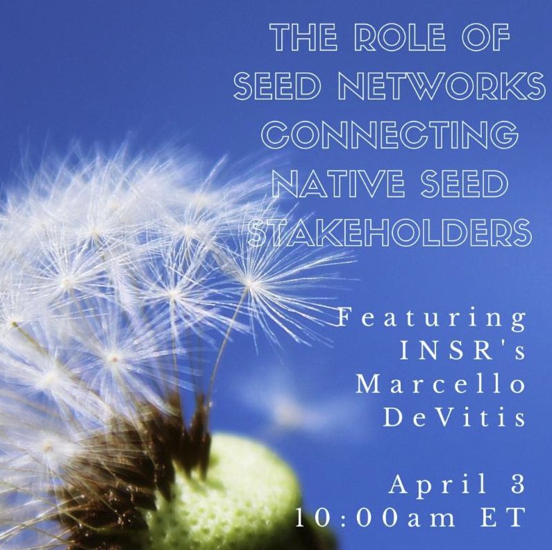 webinar 3 april: Connecting stakeholders and facilitating the transfer of knowledge is crucial to improve success in ecological restoration. Presented by INSR's Marcello de Vitis. <a href="/InfoInsr/">seed4restoration</a> 
Register at: attendee.gotowebinar.com/register/42910…