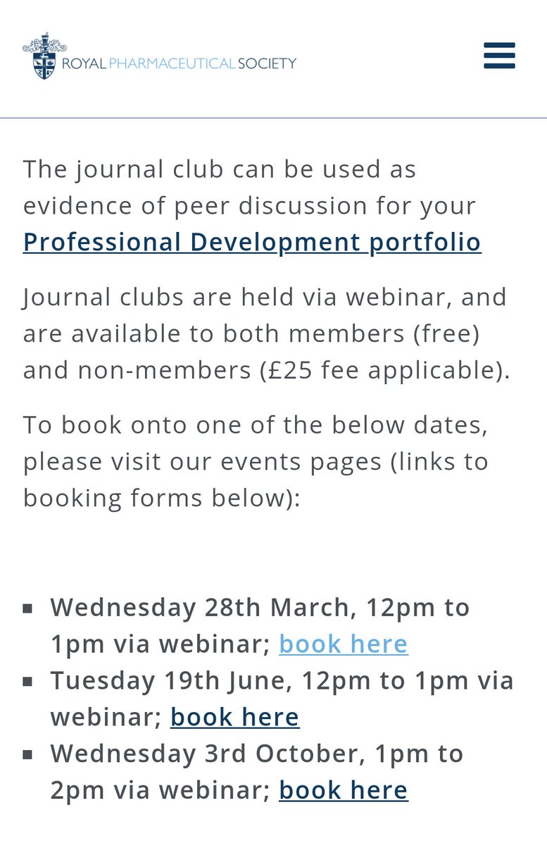 DrHRosado's tweet photo. **FREE** #RPSJournalClub
Excellent opportunity to start out in #research, practicing your critical evaluation skills through a moderated peer discussion. No travel required!
Check out dates @RPSProDev https://t.co/BAx0IthqTz #PharmacyHour https://t.co/CP02xpyJNo