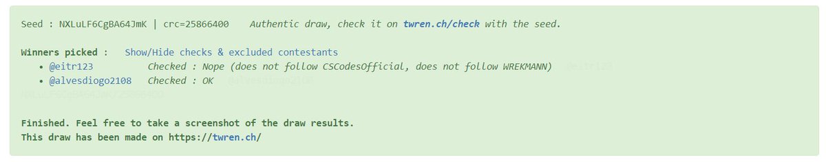CSCodesOfficial's tweet photo. Congratz @alvesdiogo2108! We will DM you shortly https://t.co/ixZzI4v2pE