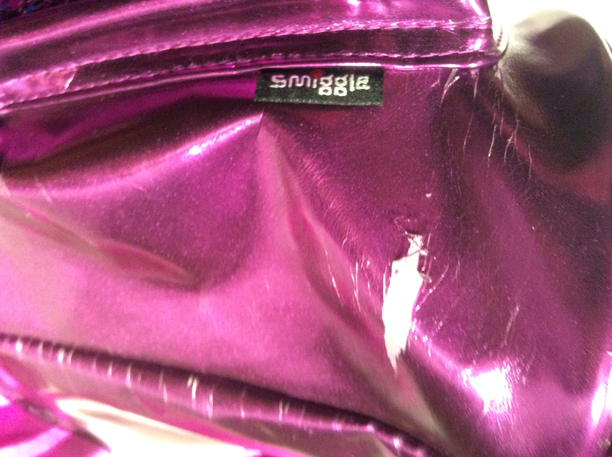 Mark15589466's tweet photo. @smiggle_ hey smiggle, my DD bought a new school bag on 13 January which she 😍. It’s beginning to crack all over - can you please help?she’s 😩. Is this a manufacturing fault? https://t.co/P7SGMArjcb