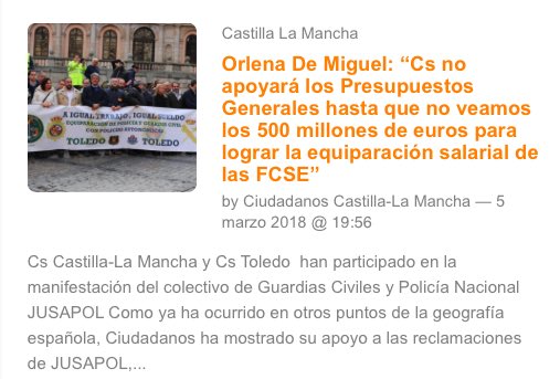 CS_CLM's tweet photo. 📝@OrlenaCs “@CiudadanosCs no apoyará los #PGE hasta que no veamos los 500 millones de euros para lograr la equiparación salarial de las FCSE” #EquiparaciónSalarial #EquiparacionYa #EquiparacionYaSinExcusas 

📲https://t.co/JXOnTlQHdt https://t.co/3YZ2sk7GYU