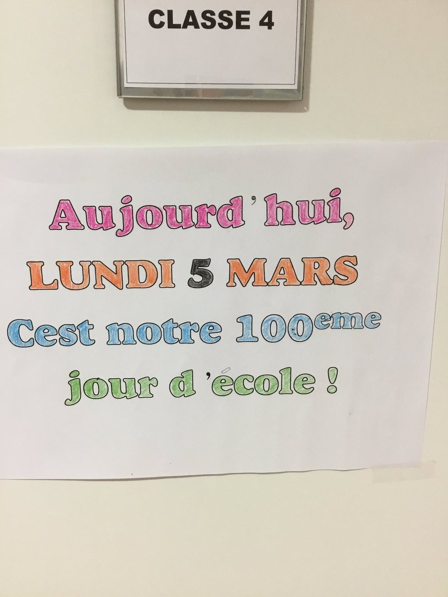 CPNOROY's tweet photo. Chaque jour, depuis le début de l'année, nous
comptons les jours de classe. Aujourd'hui c'était notre 100ème jour d'école !!! https://t.co/p0aVHqpLip