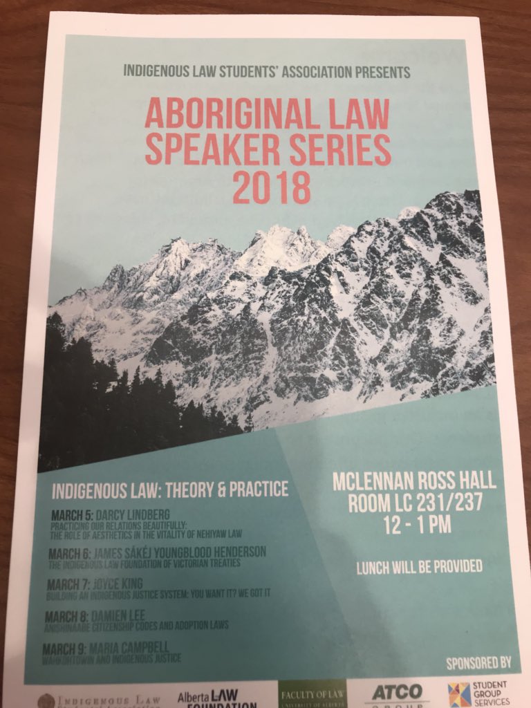 NaimCardinal's tweet photo. It was great to listen to my friend &amp; @UofA_AugVikings men’s basketball legend, @Darcy13Lindberg, speak about traditional nehiyaw law today @UAlbertaLaw @UAlberta #UAlberta  #indigenousrolemodel https://t.co/r3iftA41dn