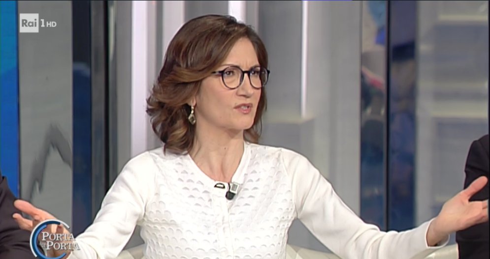 RaiPortaaPorta's tweet photo. "Il tema dell'immigrazione sollevato in modo particolare da Salvini ha colpito in profondità l'elettorato italiano" @msgelmini ora a #portaaporta #elezioni2018 https://t.co/7x2R35CnBP