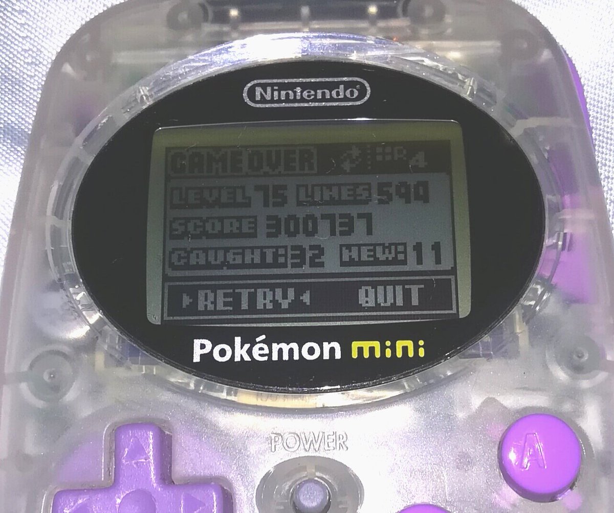 aLittleRedGhost's tweet image. 594 lines.
Score 300,737.  #PokemonShockTetris.
My new record by a mile.
Genuinely love this version of #Tetris. 
#PokemonMini.