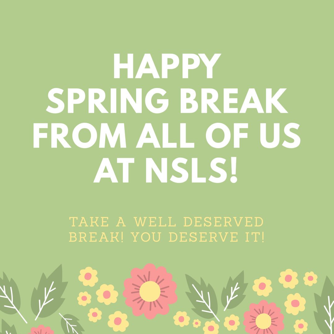 NSLS_MSU's tweet photo. From all of us at the MSU chapter of NSLS, we want to wish you a happy and safe Spring Break! 🌸🌸🌸
Take this time to relax and recoup, so you are ready to tackle the rest of your semester! 😌
#nsls #leaders #montclairstateuniversity #takeabreak #relax #springbreak https://t.co/uZ2gQAQyrr