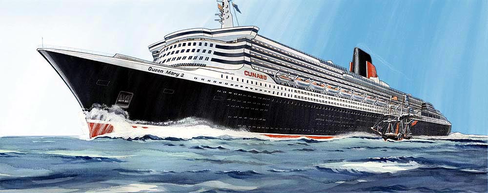 liveboatusa's tweet photo. Rendering of #QueenMary2 when she was being built in #France over #16yrs ago. Notice the top #deck #cabins of her 2016 #QM2remastered configuration in a early render. How #prophetic? Did this rendering #perdict the #future? https://t.co/QwJkS8izLj