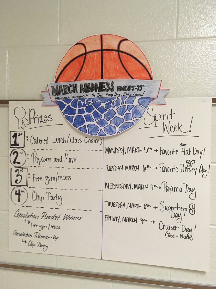 PatrickTGarrity's tweet photo. Day 1 of the #MarchMadness Attendance Tournament in the books! Special thanks to our Student Council and @Bitmoji for providing our teachers with these cool posters! https://t.co/OQOuoyKJSI
