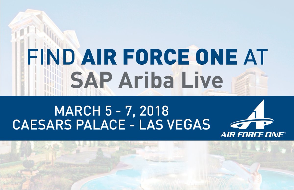 AirForceOne_HQ's tweet photo. #SAPAribaLive has arrived! VP of National Accounts Chris Papp and Director of Mktg &amp; Strategy @staceyheckel will be in Vegas this week and can't wait to see everyone. #makeprocurementawesome https://t.co/4TPngffSJO
