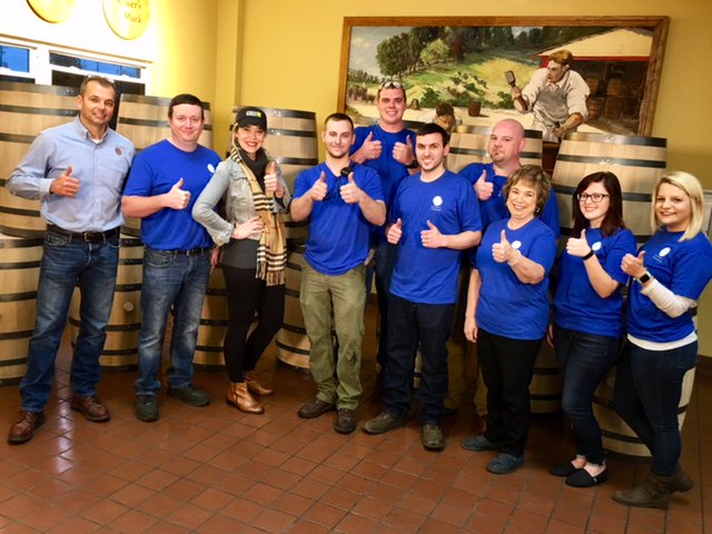 This is our team at #kentuckycooperage as they were getting ready to film a commercial last week. What a fun group!