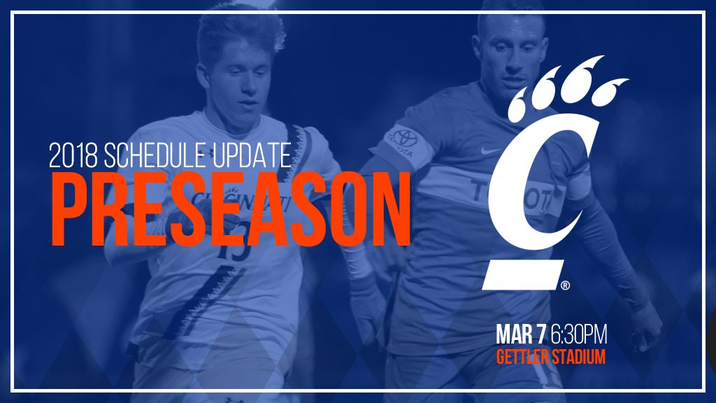 fccincinnati's tweet photo. ATTENTION: Kickoff for #FCCincy's preseason match on Wednesday against @GoBearcatsMSOC has been bumped up from 7:30pm to 6:30pm. 

Tickets are still available here for just $5: https://t.co/34lGY0I3zg https://t.co/EOC56d6LA8