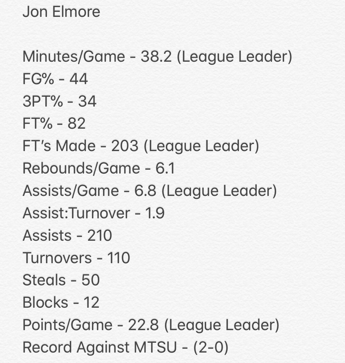 HerdNation's tweet photo. With the @ConferenceUSA regular season wrapped up, let’s take a look at the two-man race for C-USA Player of the Year.  @HerdMBB’s @elmore33 and @MT_MBB’s #NickKing are the front-runners.  Here’s a look at their final regular season stats: https://t.co/FkIJNiUtwY