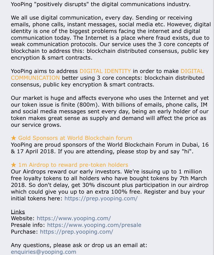 yoo_ping's tweet photo. For people who want more info! Here’s a big info dump for ya’ll #stopSpam #bounty #bounties #cryptocurrency #ico #presale #yooping  #smartcontracts #blockchain #crypto #cryptoenthusiast #getinvolved #eth #btc #tech #bitcoin #ethereum https://t.co/F11SPvVrJz