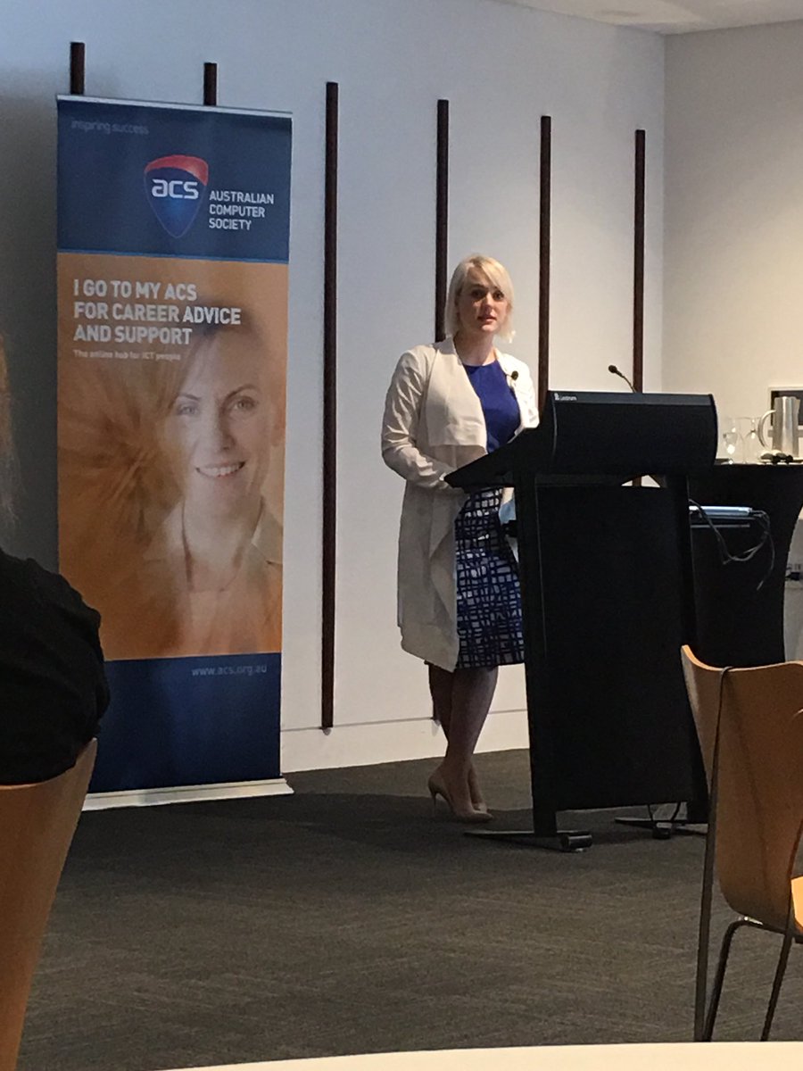 JulietteMajor's tweet photo. Sarah Louise MacDonald making connections with @STCCGriffith IT students at the #IWD2018 breakfast hosted by @ACSCanberra Sarah Louise speaks from the heart and knows how to connect industry with students studying IT. “Engage with girls early in their education and mentor them”. https://t.co/qvMyQ754ap