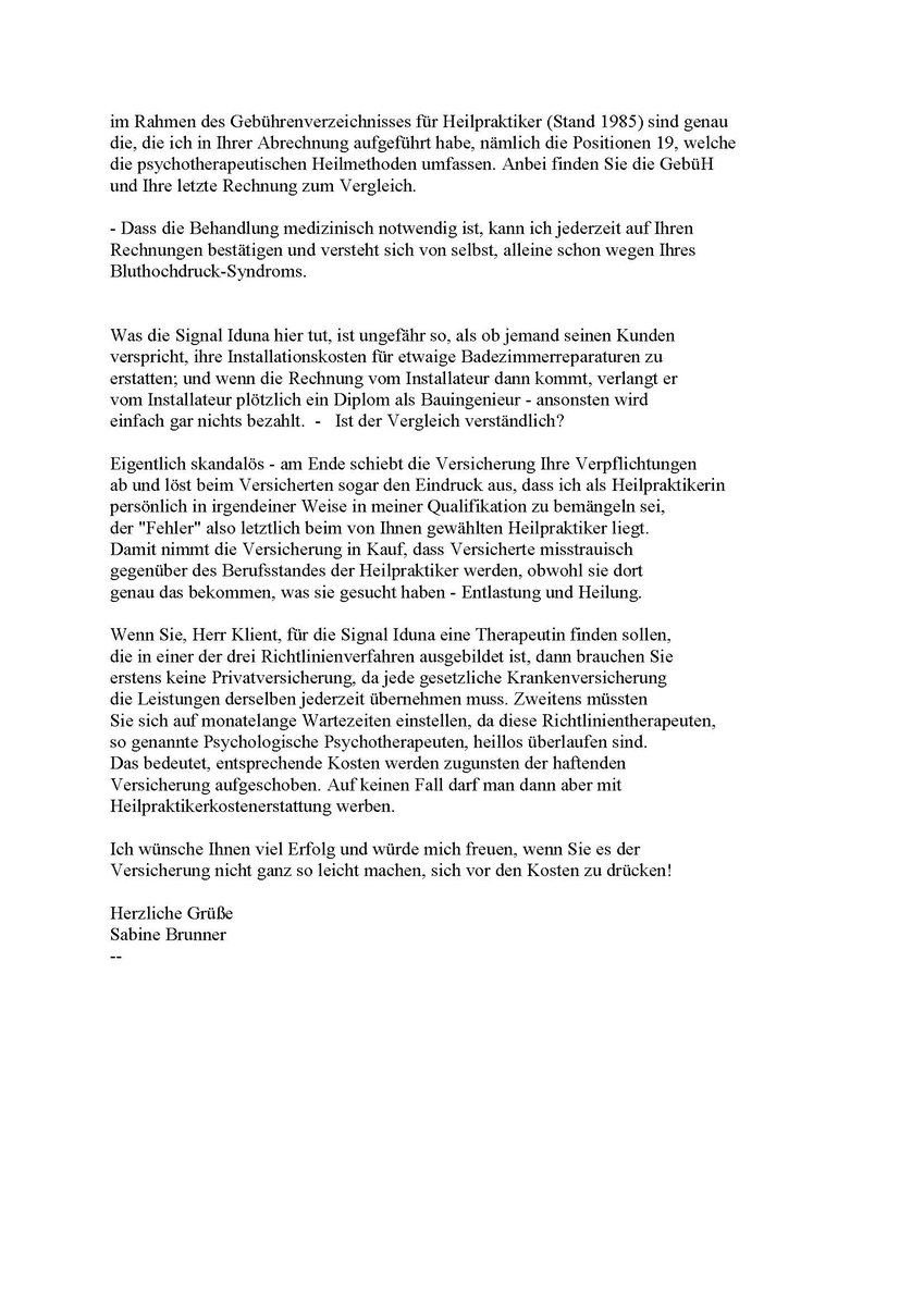 Sabine Brunner Privatversicherer Signal Iduna Diffamiert Heilpraktiker Wegen Angeblicher Qualifikationsmangel Um An Versicherten Kosten Zu Sparen T Co Ykvbovkyub