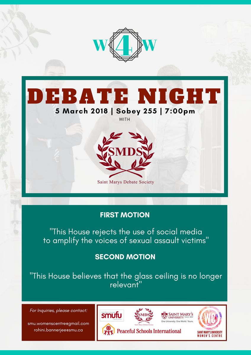 SMUWC's tweet photo. "Women for Women" week begins TODAY with a two-motion debate! Join us in starting off the week right at 7pm in SB 255! #W4W #SMUWC https://t.co/OdgBS6mO2S