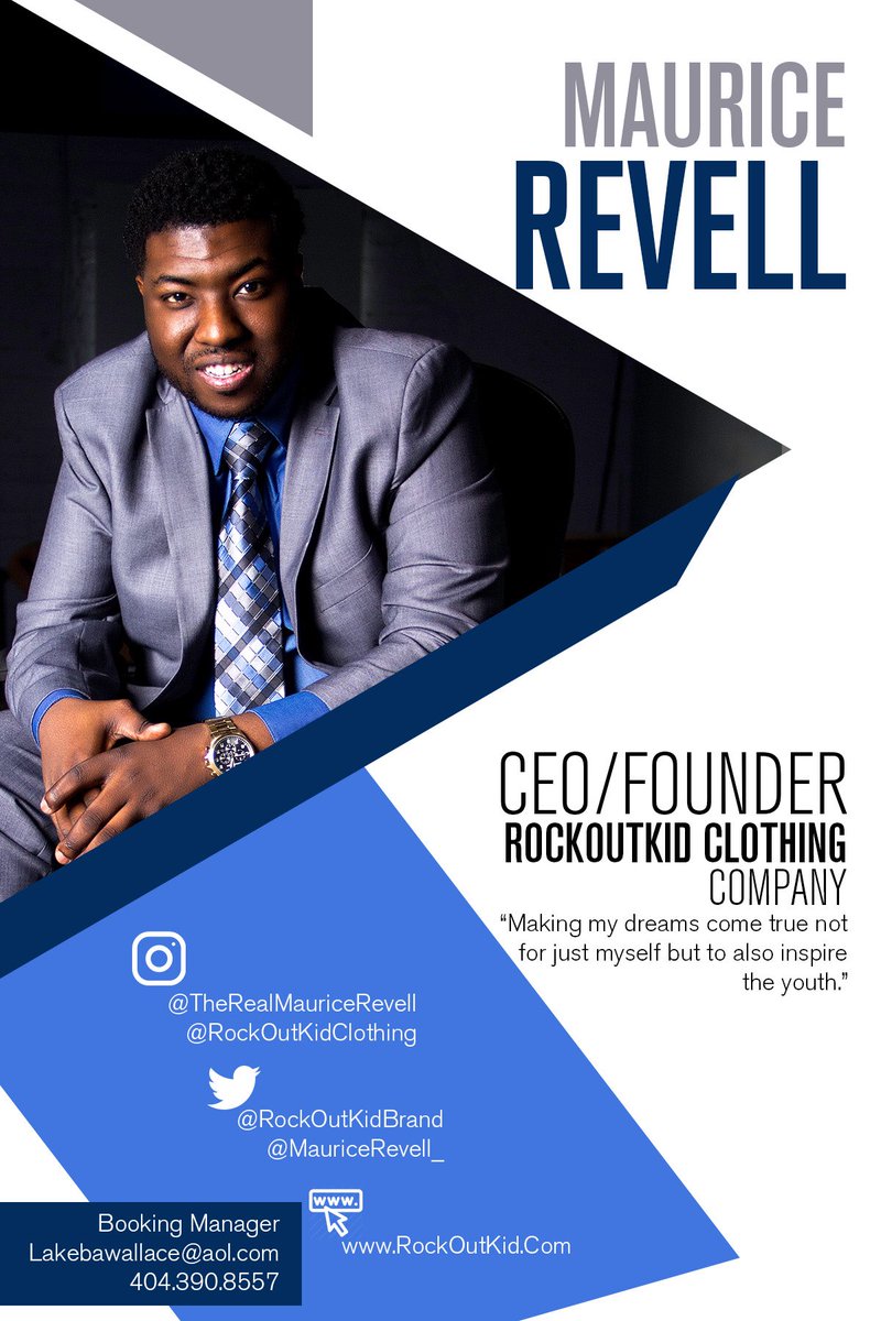 RealTeamRockOut's tweet photo. Hey #RockOutKid Fans if you would love to book @MauriceRevell_ CEO of @RockOutKidBrand to host or be at your next event contact his manager @Lakeba for more details and information. Thank you!!! @RockOutKidC @TeamRockOutKid @RealTeamRockOut @TheEllenShow @IAmSteveHarvey @GMA https://t.co/sTHZsTadQQ