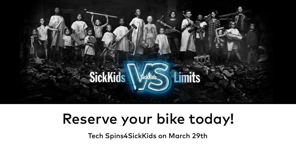 As a proud member of the #Tech4SickKids community, we've partnered with <a href="/theinsideride/">The Inside Ride</a> to launch our first <a href="/sickkids/">SickKids Foundation</a> event on March 29th <a href="/MaRSDD/">MaRS</a>.

Ready to #Spin4SickKids? bit.ly/2oKFYgi

👨‍💻 Register your company
🐦 RT to your followers
💵 Make a personal donation