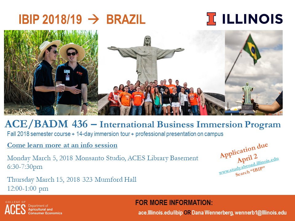 aceatIL's tweet photo. Catch us tonight in the ACES Library talking about #IBIP! Monsanto Room, 6:30 pm. Be there! ACES@Illinois Study Abroad @ILstudyabroad https://t.co/e56UyXsdP2