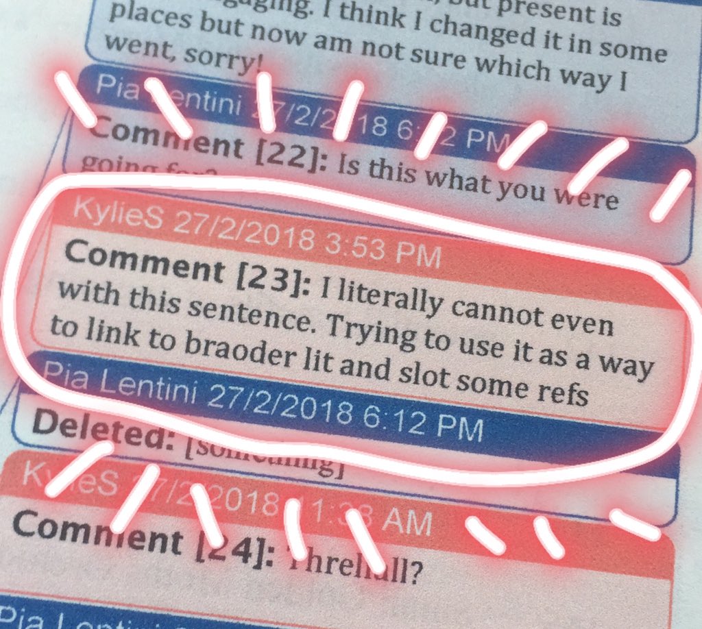 kyliesoanes's tweet photo. Past me was evidently having a kind of tough time with this draft #thestruggleisreal #acwri #ECRchat #savemelentini @pelentini https://t.co/kZhYVSOpAM