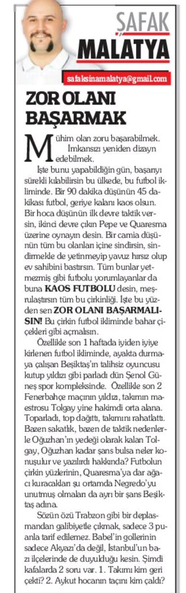 🔥Zor Olanı Başarmak🔥
Trabzon-Beşiktaş ✍✍✍
Güneş Gazetesi 06.03.18