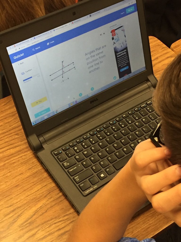 Ss practicing angles vocab with <a href="/quizlet/">Quizlet</a> Flashcards #hcms7.g.4