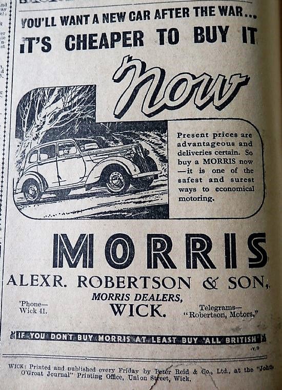 DGS120's tweet photo. Old advert from our paper....when cars were cars. #johnogroatjournal #newspaper #nosn @GroatNews @SPP_WClark @MackaysHotel @NorthCoast500 https://t.co/OVOpQxfCEi