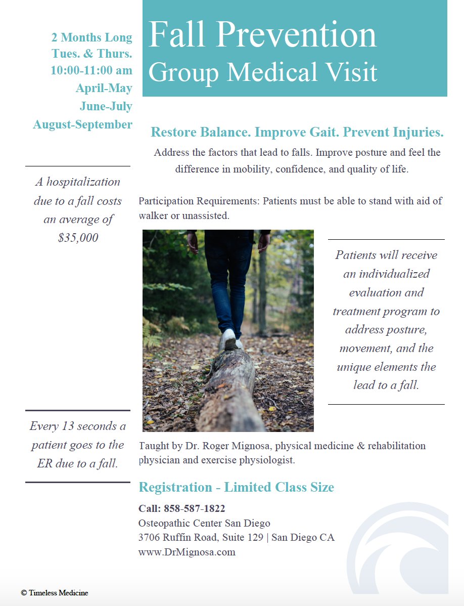 DrMignosa's tweet photo. Protect yourself from a fall, improve your balance, regain your independence! This 2 month program has helped people eliminate the use of walkers, decreased pain, and restored quality of life. Please share this with someone you know who could benefit. #FallPrevention https://t.co/LPAyz5Vb9k