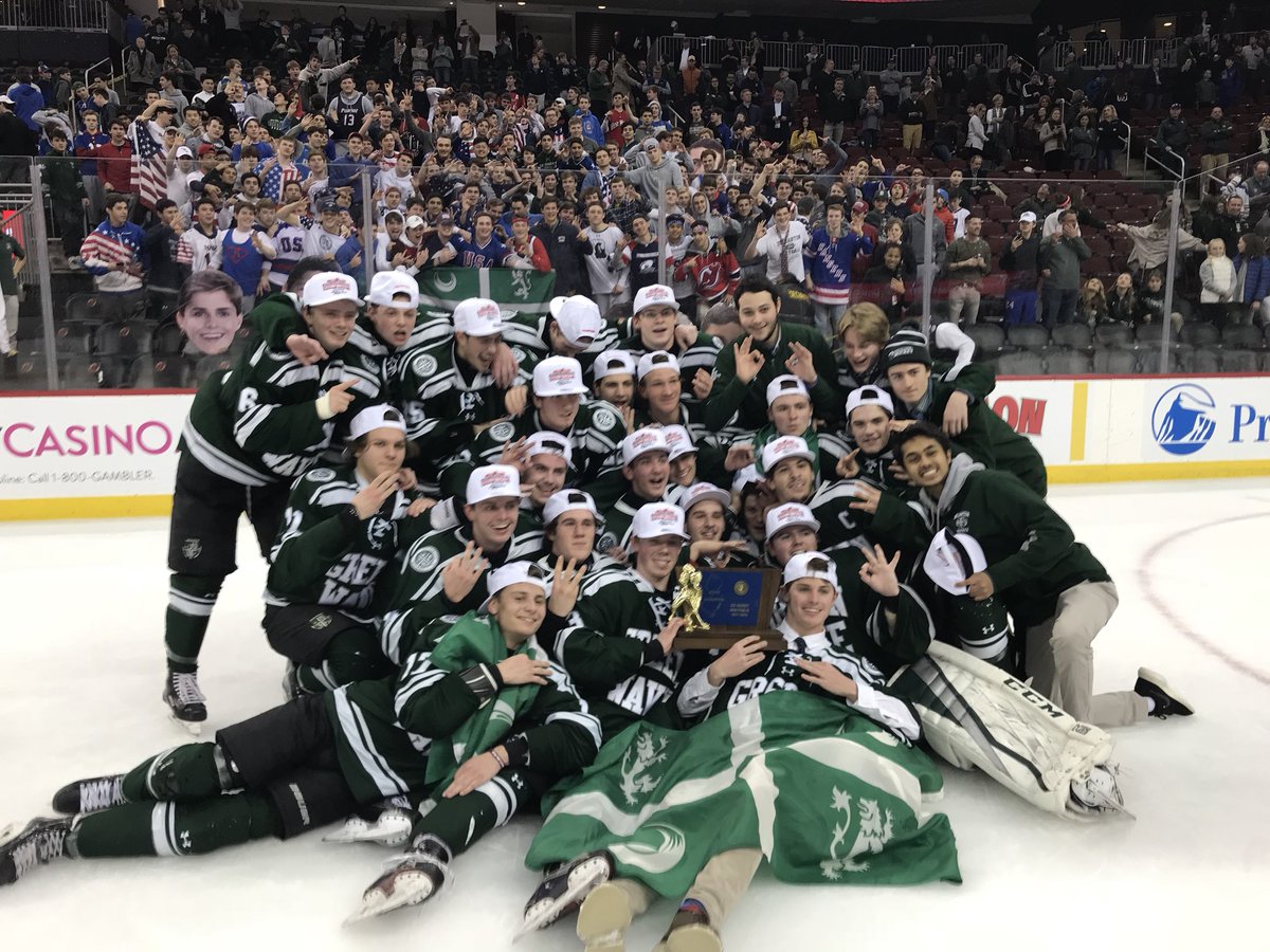 Congrats to the <a href="/Delbarton/">Delbarton School</a> varsity hockey players and coaches lead by <a href="/bshatel/">Bruce Shatel</a>, your 2018 NJSIAA Non-Public champions for the third straight season!  The team all season long displayed the true meaning of “succisa virescit”. #statechamps #njhockey #threepeat