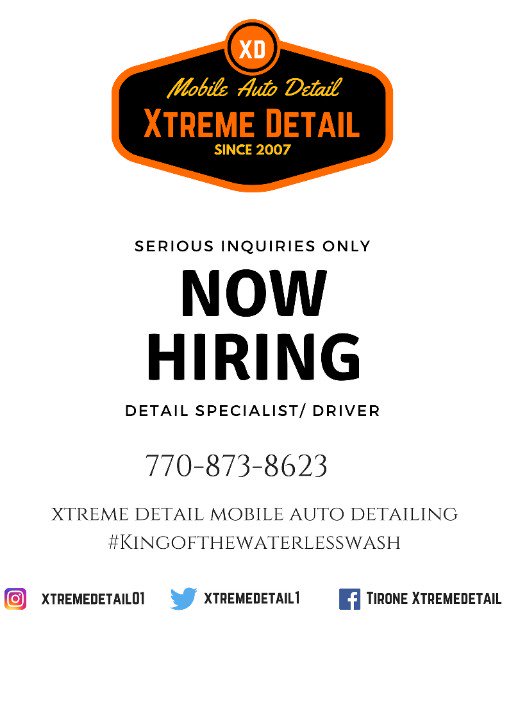 authorkamikag's tweet photo. Xtreme Detail #Kingofthewaterlesswash👑 Now Hiring Detail Specialists Serious enquiries only call for more info
#Xtremedeals #Mobile #Welcome2U #Cars #Trucks #Boats #Suvs #Fleets #Motorcycles #Atlanta #Conyers #Covington #Monroe #Lithonia #Decatur #Avondale #Kirkwood #Buckhead https://t.co/SLT0JiPCmp