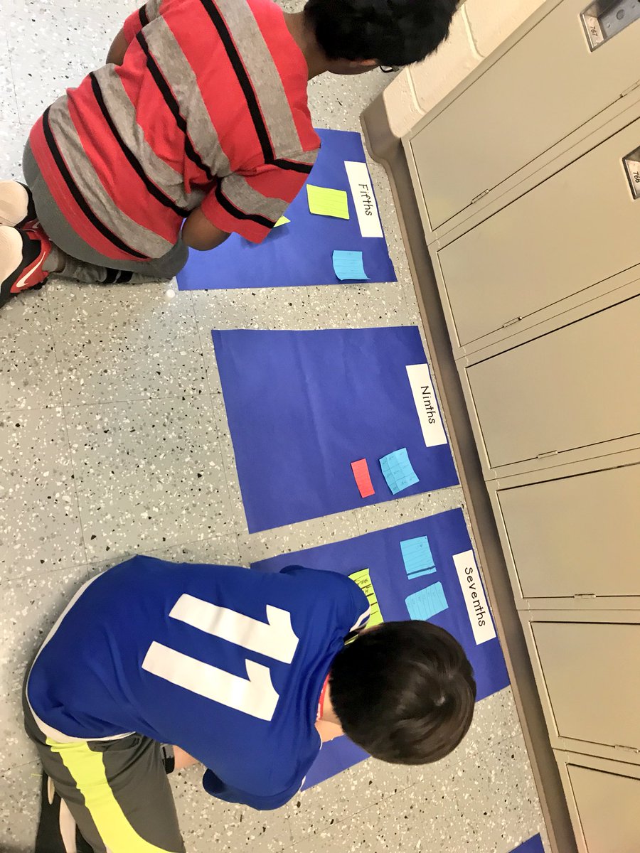 Fraction folding in the hallway made for some great conversations during our first week of fractions! <a href="/BCPSMATH/">TEAMBCPS Math</a>