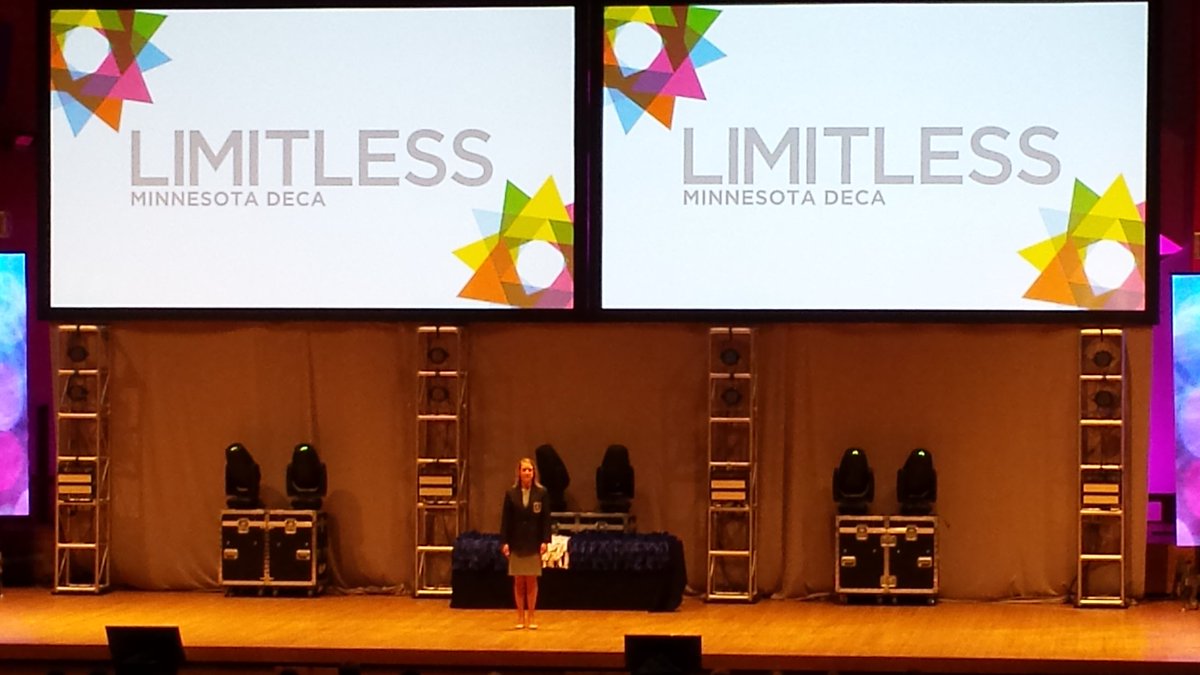 StormActivities's tweet photo. Delighted to announce @stohsh was honored with the @mndeca Outstanding Service Award tonight at the #mndeca #SCDC2018 Preliminary Awards Ceremony for her "unswerving efforts" over 17 years! What she does for @ChanhassenDECA is truly #Limitless ! Congrats, Heather! #WeAreChan https://t.co/KGkcY1C8Sv