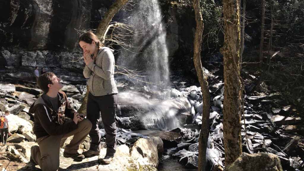 RennyOfYore's tweet image. There is a reason I was indisposed this weekend and did not stream (you know... for more than just school reasons) I have some news to share with all of my internet friends!!!
We met at this spot 6&amp;amp;1/2 half years ago! #Engaged #GreatSmokyMountains #GSMNP #RainbowFalls #SheSaidYes