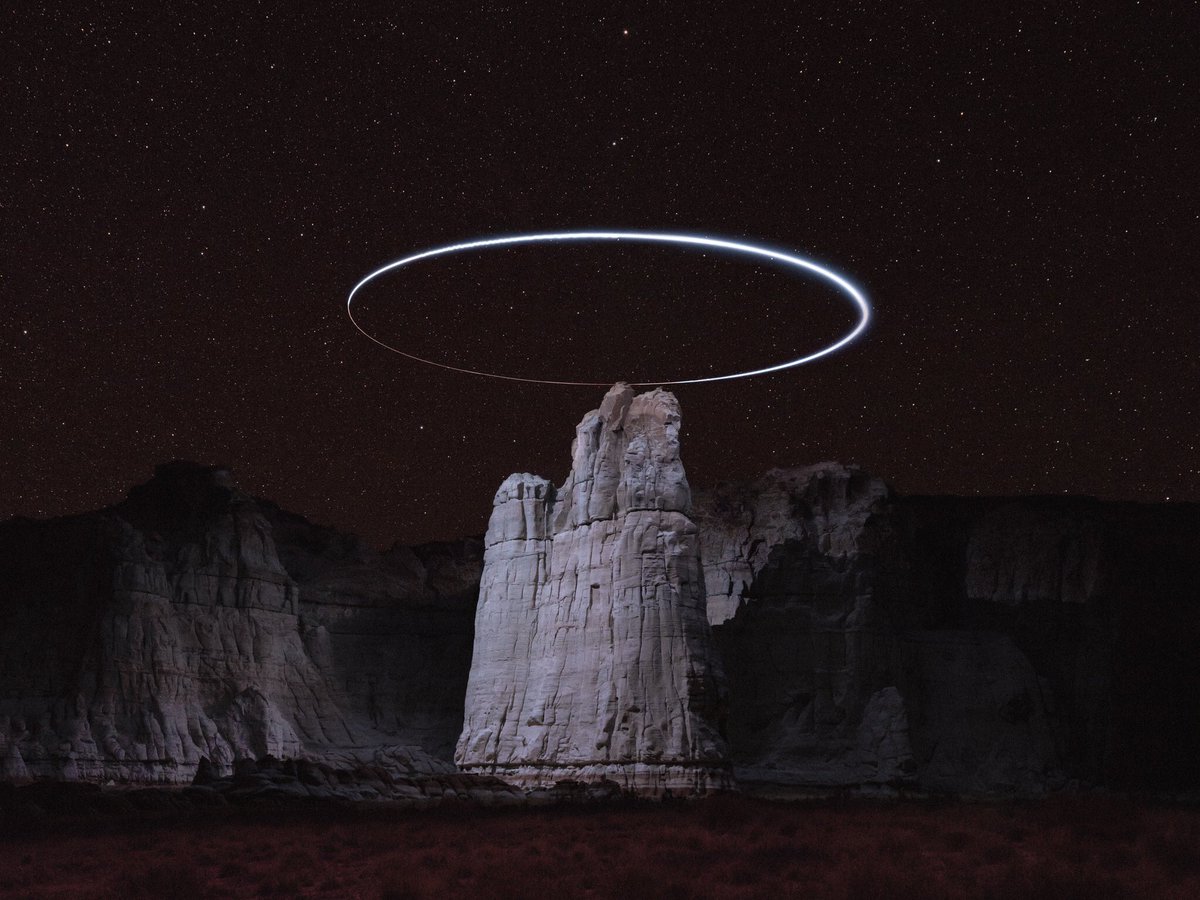 MeredithFrost's tweet photo. Very cool long exposure shots that capture light paths of drones above mountainous landscapes. (Photos: Reuben Wu) https://t.co/ScQowI9jH1 https://t.co/UI2d7Bi2YF