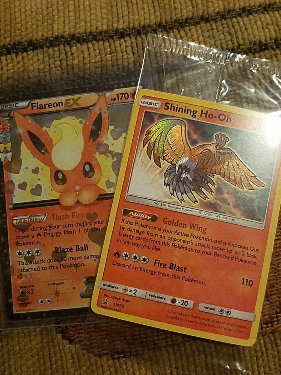 Giveaway! 2 winners. Flareon ex and a sealed shining Ho-Oh. RT and Follow for a chance to win!