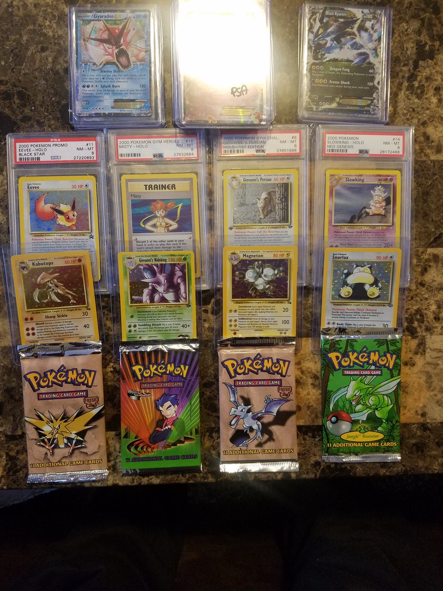 just got done crazy mail from @PokemonBreaks 4 psa cards some crazy pack fresh holos
